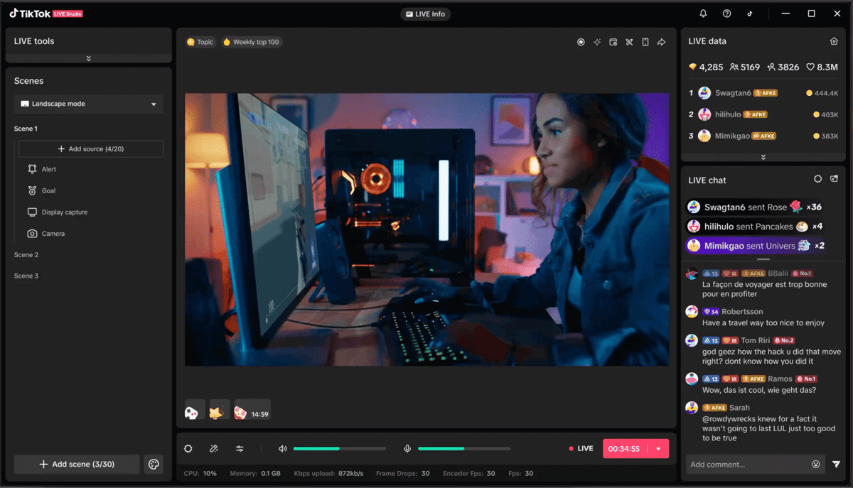 tampilan TikTok Live Studio