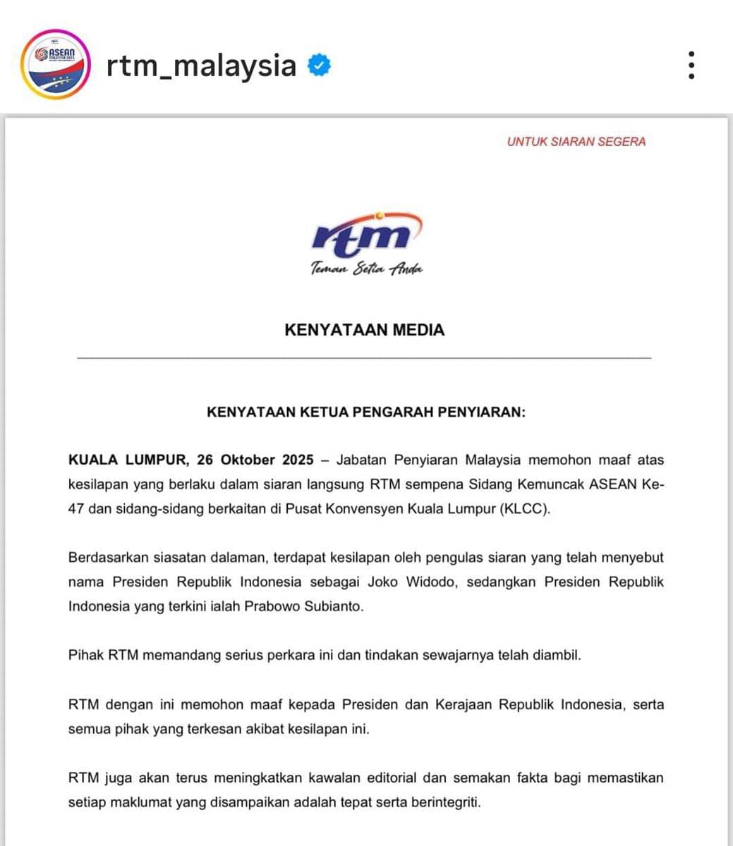 Host KTT Malaysia salah sebut nama Prabowo