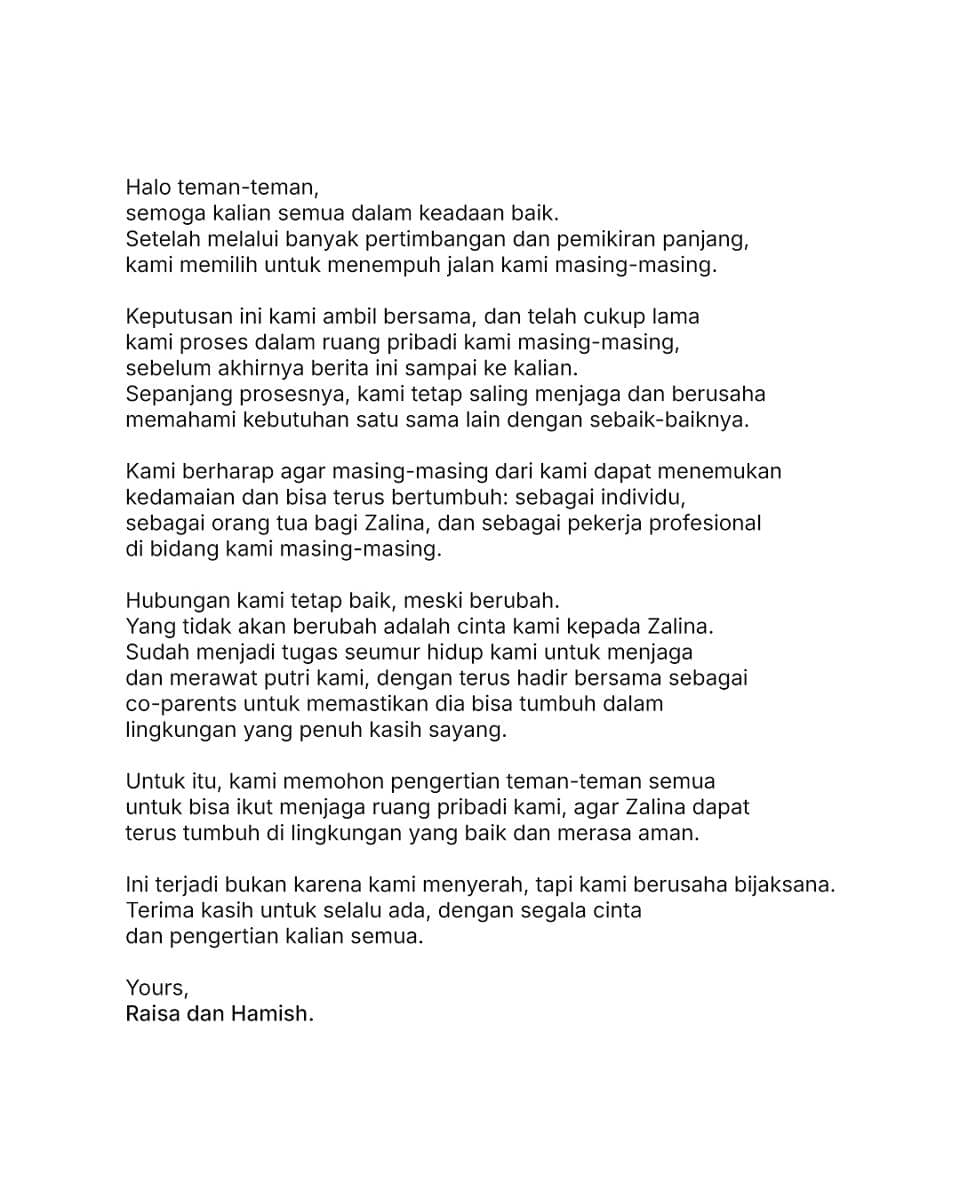 Raisa dan Hamish Daud