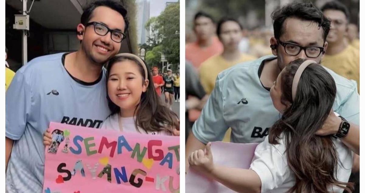 potret Kiky Saputri dukung Khairi ikut half marathon