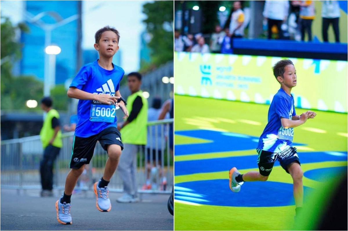 Kenji anak Irfan Bachdim ikut marathon 5KM
