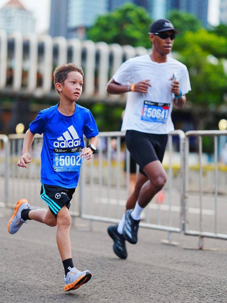 Kenji anak Irfan Bachdim ikut marathon 5KM