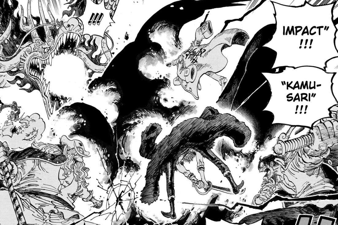 Rocks, Roger, Garp, Whitebeard, Kaido, dan Big Mom menyerang Im.