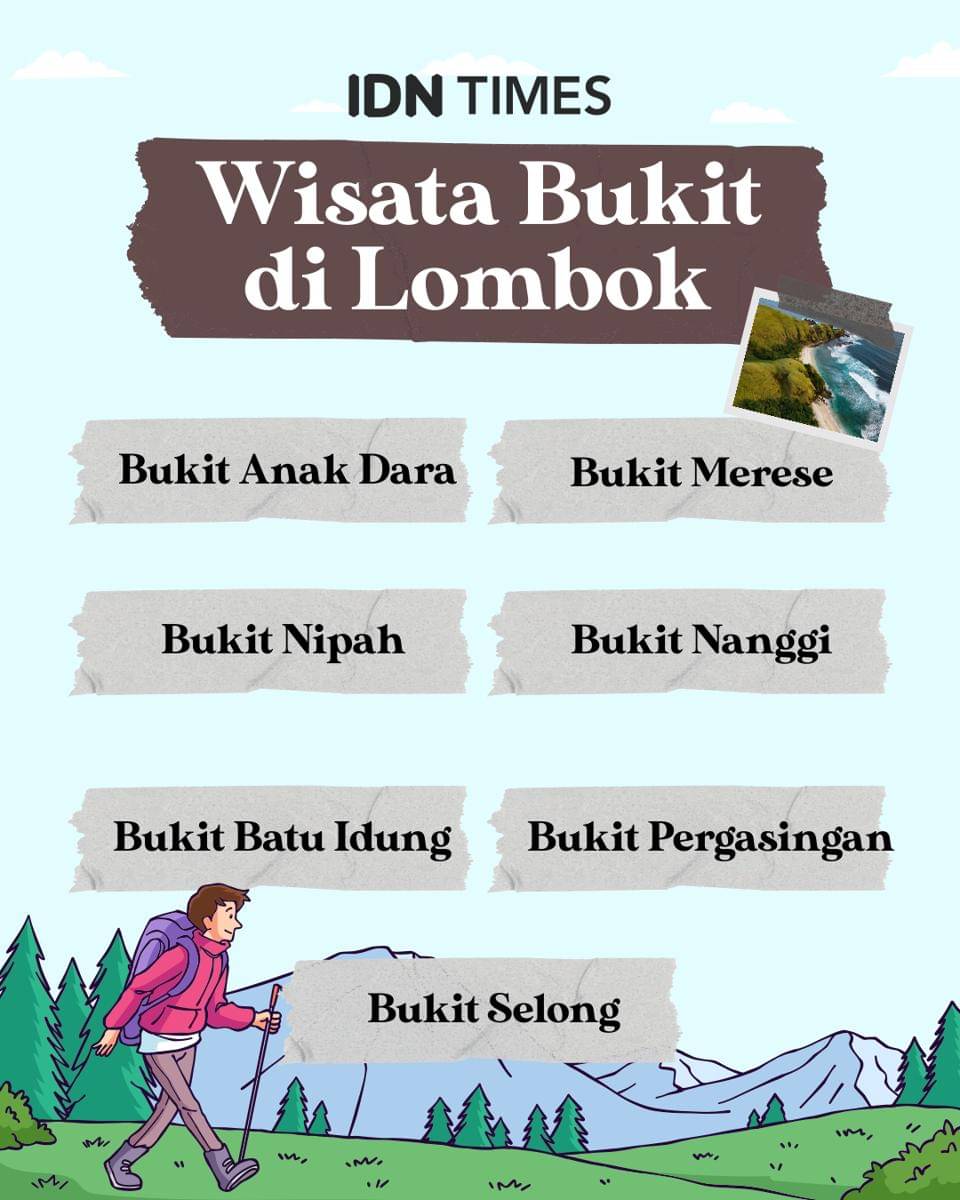 Infografik wisata bukit di Lombok