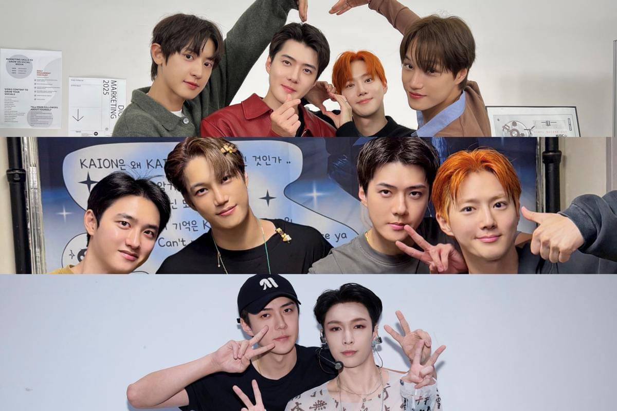 Suho, Chanyeol, D.O., Kai, Sehun, dan Lay EXO