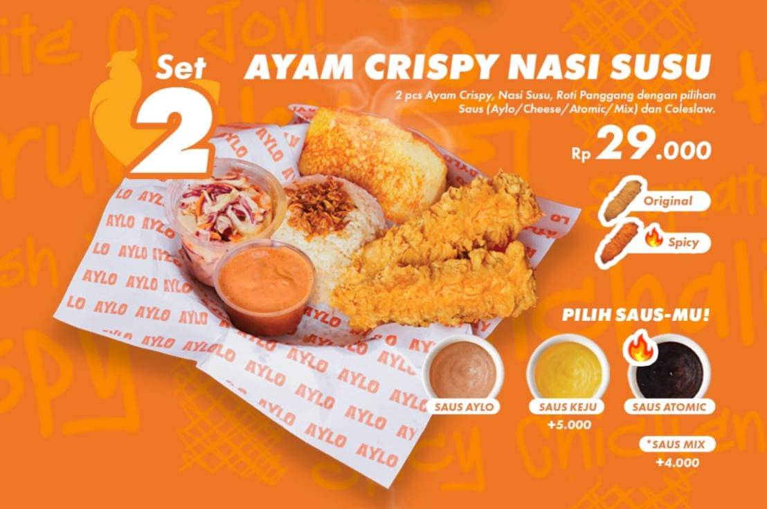 Ayam Crispy Nasi Susu di Aylo Indonesia 