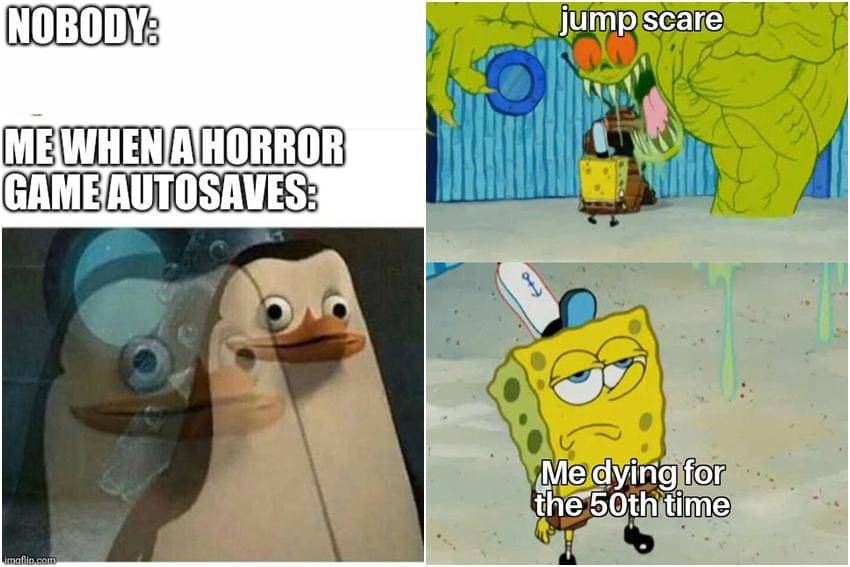 kolase meme kartun tentang game horor