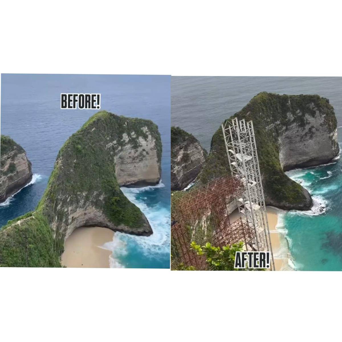 Foto viral kondisi Pantai Kelingking.