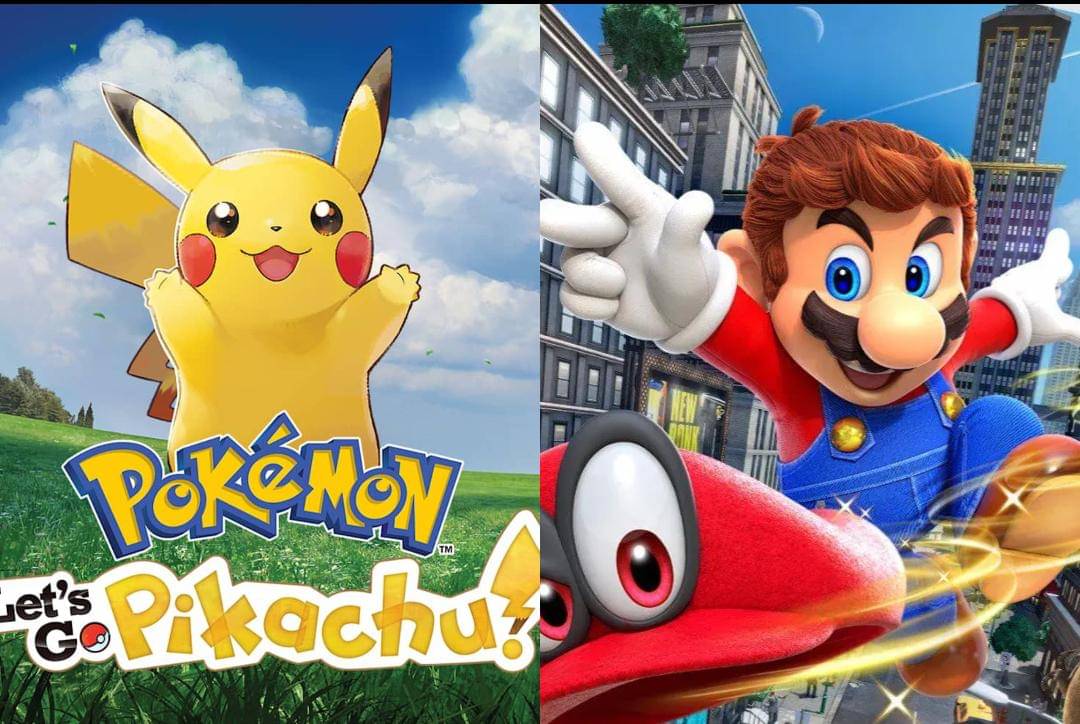 poster  Pokémon Let’s Go Pikachu dan Super Mario Odyssey