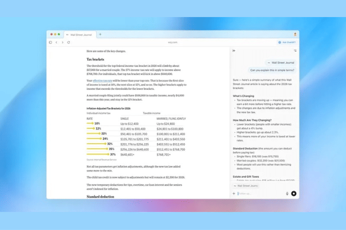 tampilan halaman ChatGPT Atlas 