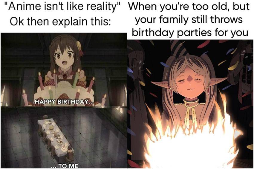 kolase meme anime tentang pesta ulang tahun