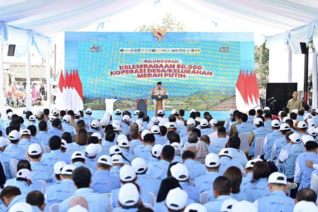 Presiden Prabowo Subianto saat peresmian Koperasi Merah Putih di Jawa Tengah.
