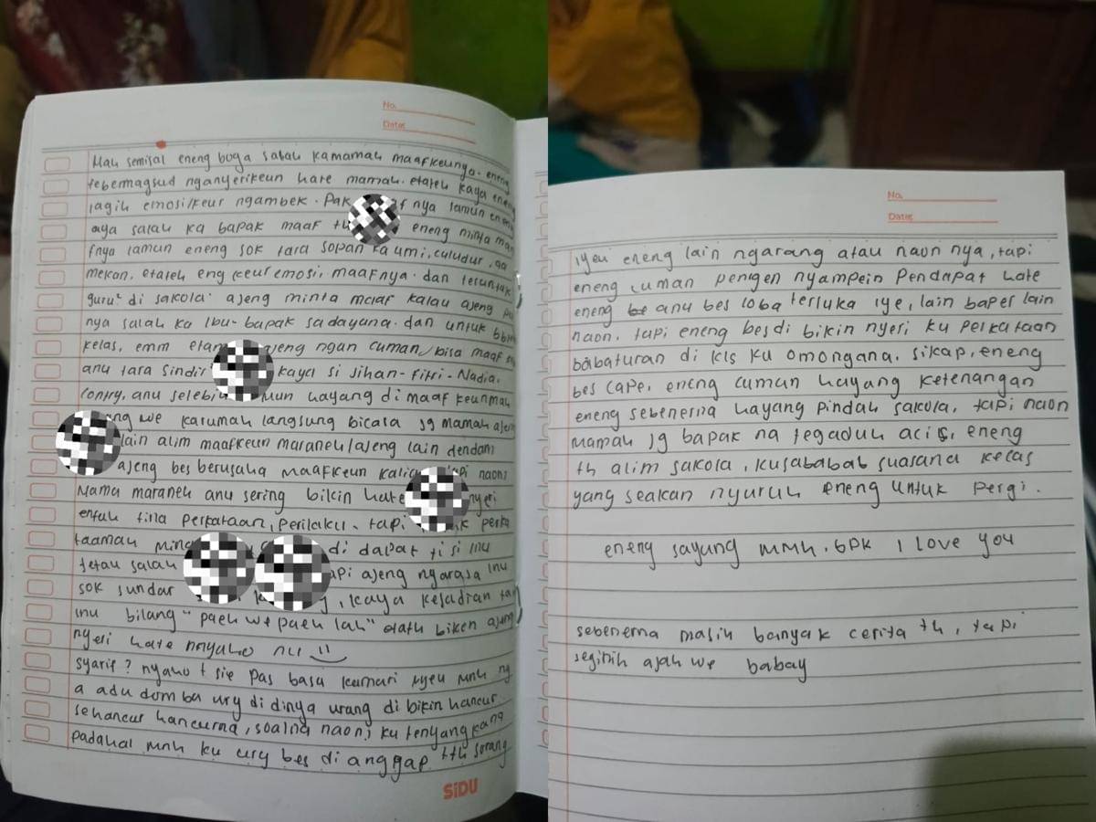 Surat peninggalan yang ditemukan di lokasi kejadian, juga mengungkap alasan keputusan mengakhiri hidup (IDN Times/Siti Fathimah)