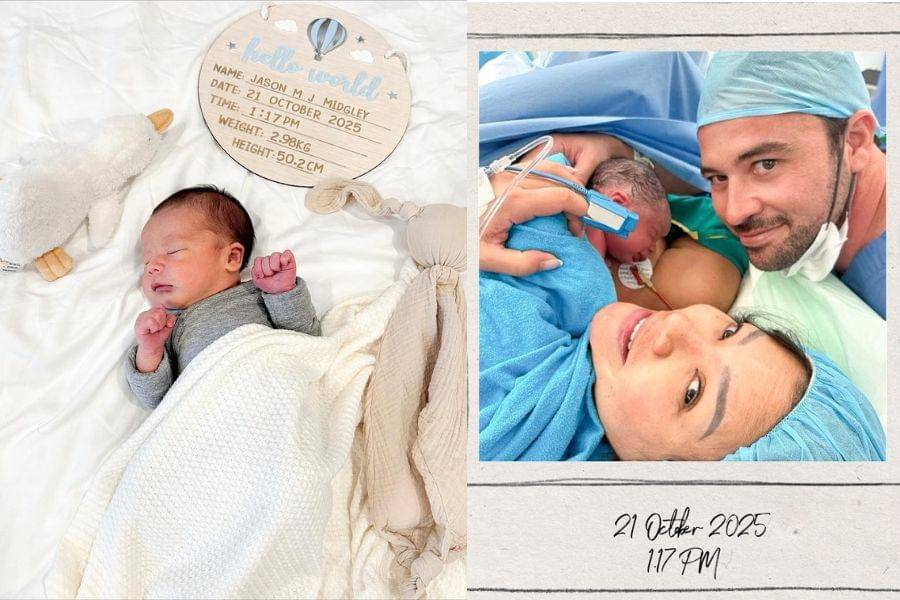 Kelahiran anak pertama lelaki Aline Adita dan James Midgley