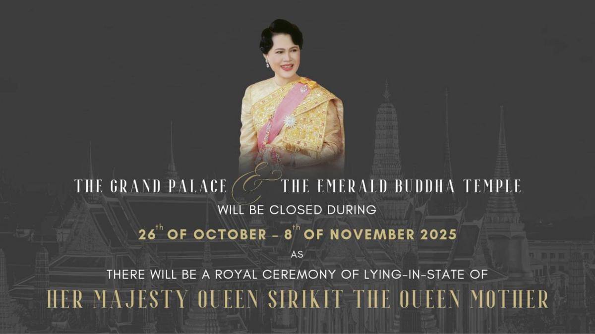 Potret pengumuman penutupan The Grand Palace dan The Emerald Buddha Temple