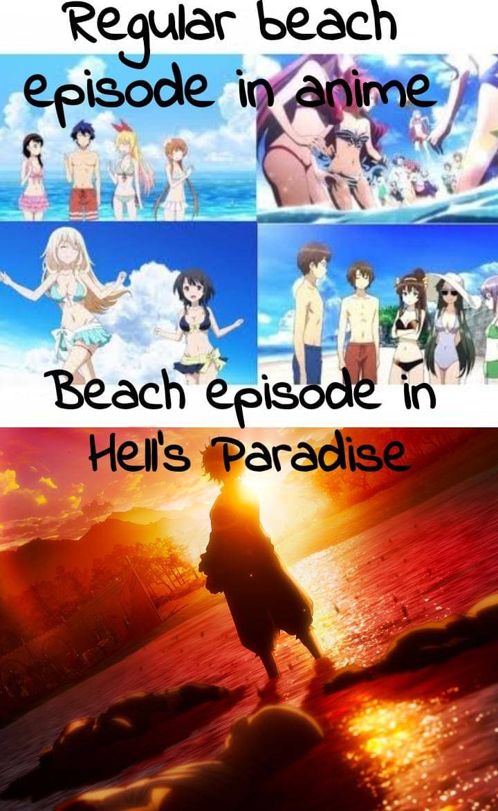 meme anime tentang pantai