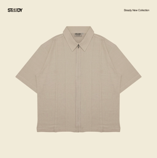 Steady & Slow Mark Linen Pleated Boxy Shirt