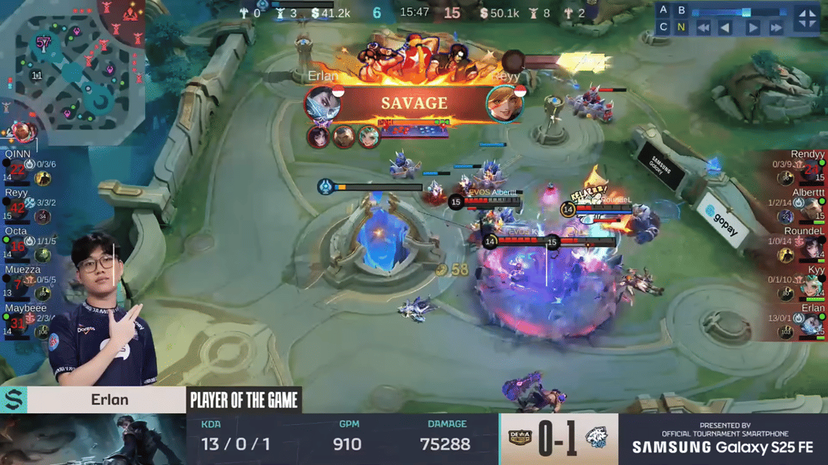 Savage dari Erlan menjadi penutup manis game 1