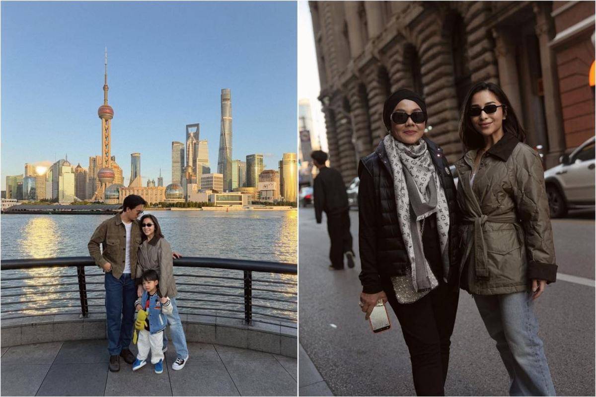 Keluarga Nikita Willy jalan-jalan di Shanghai
