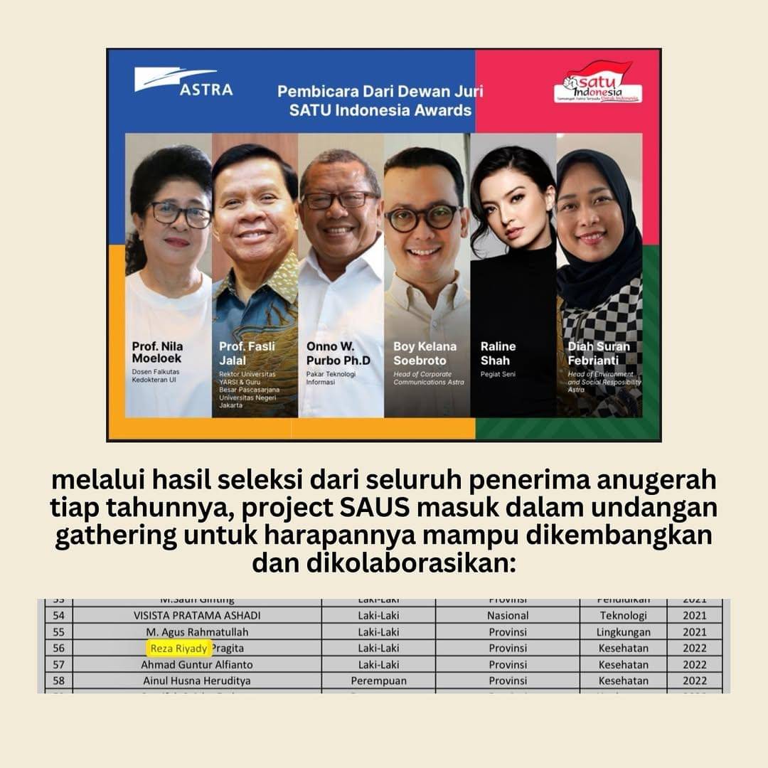 Reza Riyady Pragita menerima 13th SATU Indonesia Awards 2022