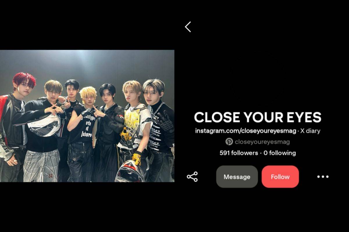CLOSE YOUR EYES dan akun Pinterest resminya