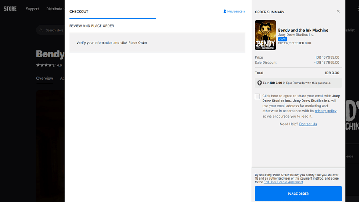 tampilan klaim game di Epic Games Store