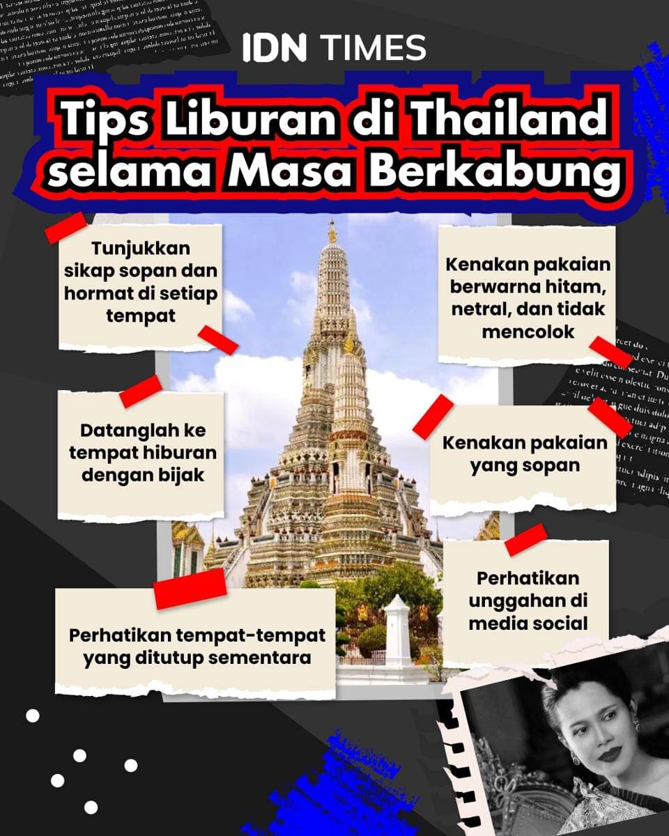 Infografik tips liburan ke Thailand selama masa berkabung
