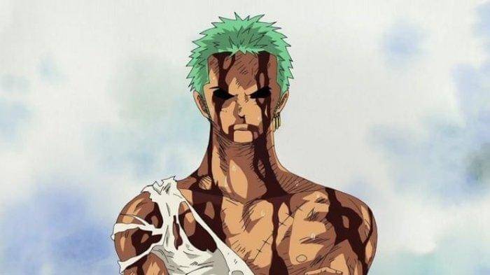 Zoro setelah menerima penderitaan Luffy (Dok. Toei Animation/One Piece)