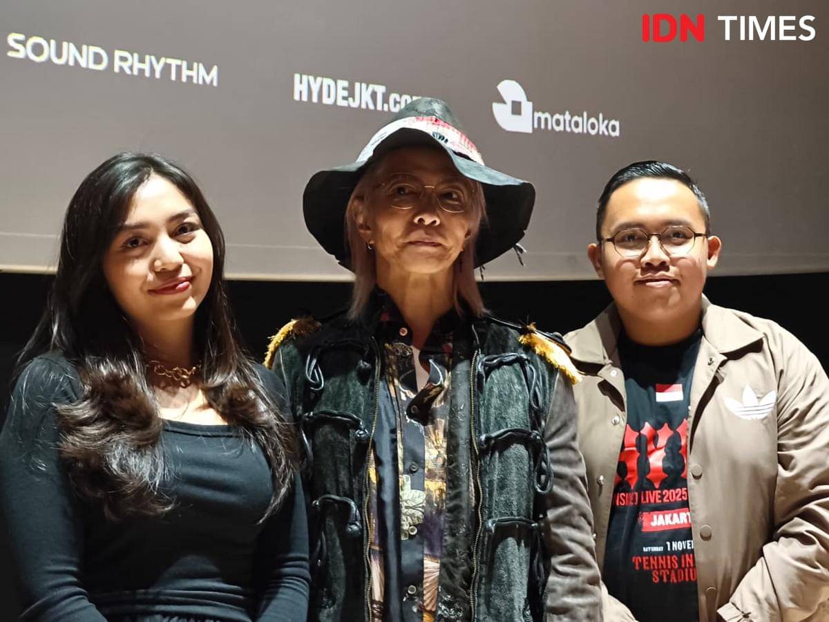 Potret HYDE dalam sesi press conference di Jakarta