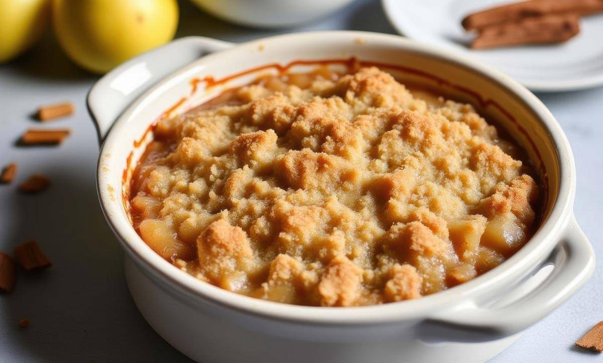 ilustrasi crumble apel kayu manis