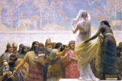 Ilustrasi pasar pernikahan di zaman Babilonia