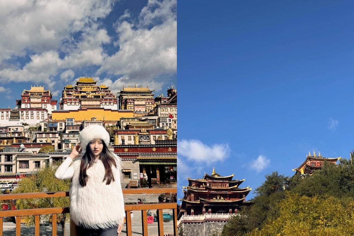 potret Natasha Wilona di Biara Songzanlin, Shangri-La, China