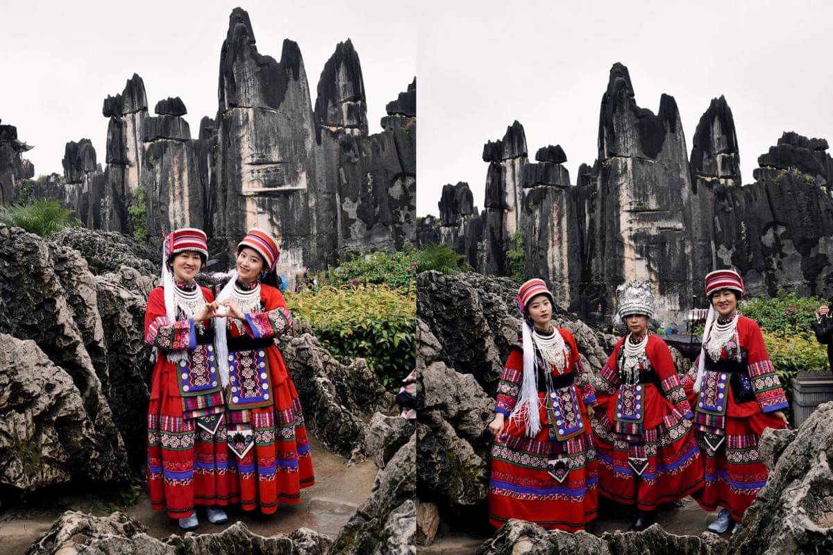 potret Natasha Wilona di Stone Forest, Kunming, China