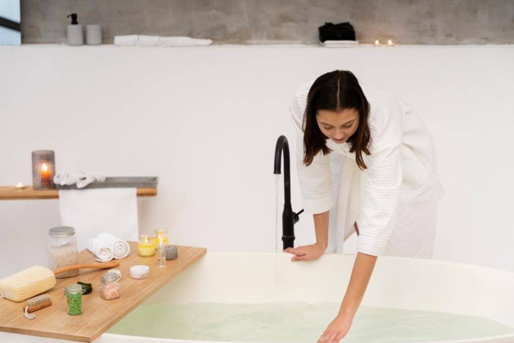 Ilustrasi mempersiapkan perlengkapan sebelum mandi