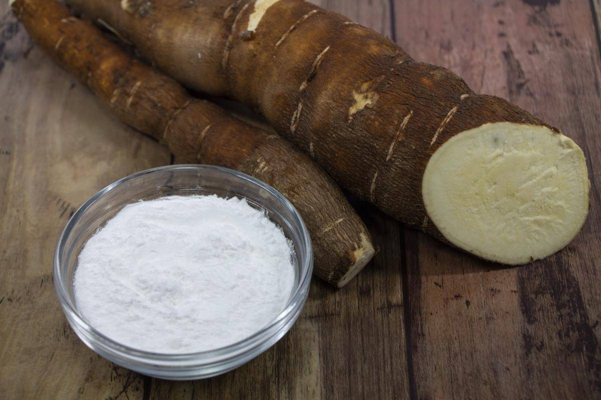 ilustrasi tepung tapioka dan singkong