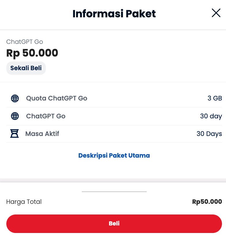 Telkomsel merilis paket ChatGPT Go