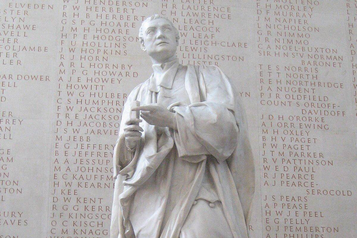 potret patung Sir Isaac Newton