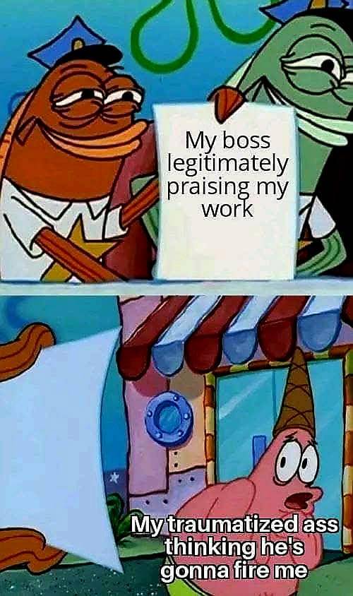 meme kartun tentang dipecat