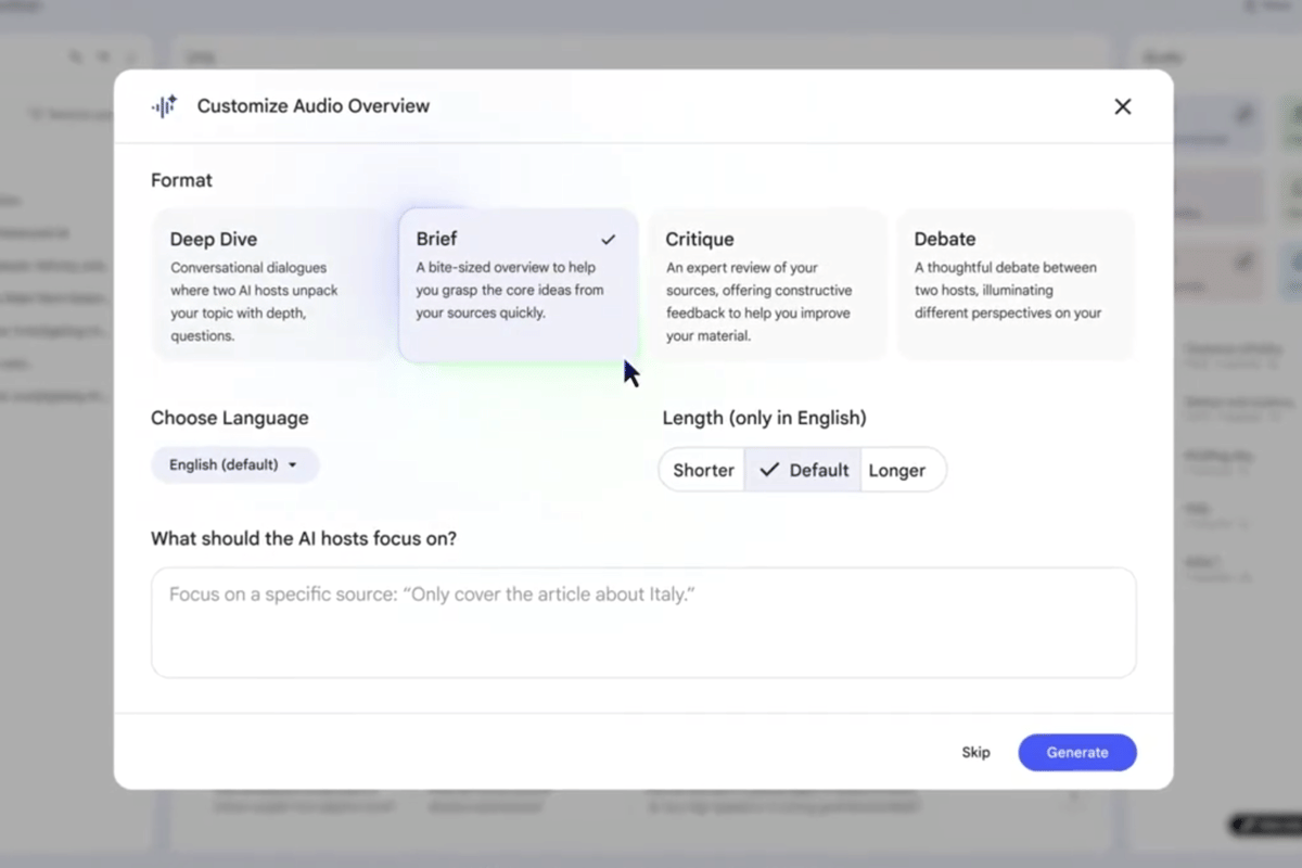 fitur Audio Overview di NotebookLM