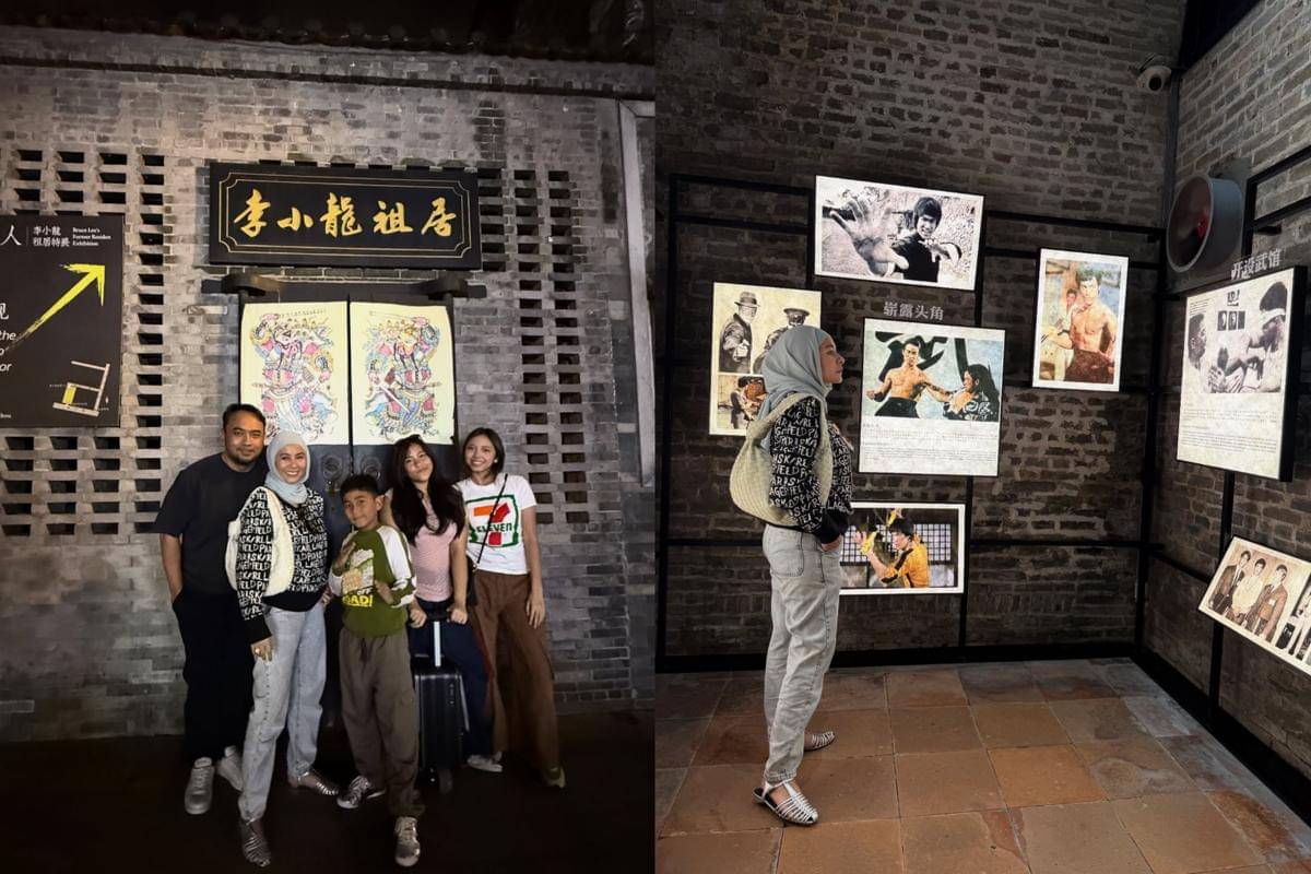Meisya Siregar dan keluarga di Bruce Lee Ancestral Home, Guangzhou, China