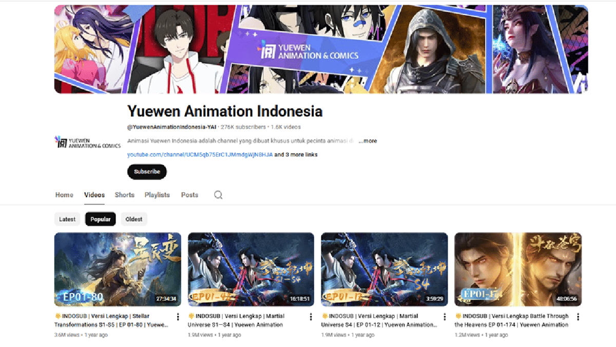 kanal Yuewen Animation Indonesia