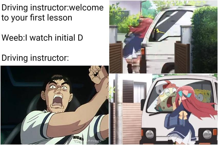 kolase meme anime tentang menyetir