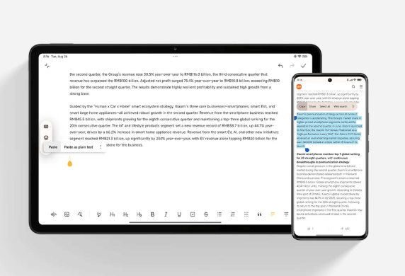fitur Shared Clipboard pada Redmi Pad 2 Pro