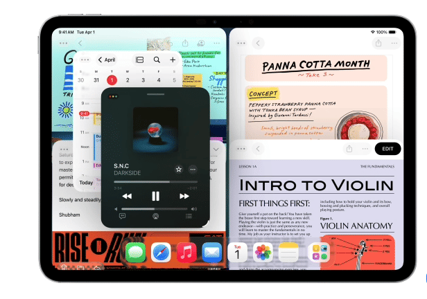 tampilan Slide Over pada iPadOS 26.1