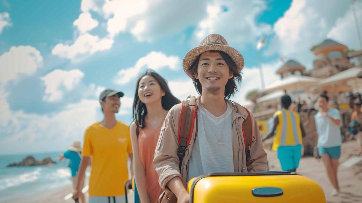 Ilustrasi orang-orang berlibur