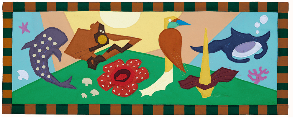 Google Doodle bertema Hari Cinta Puspa dan Satwa Nasional (HCPSN)