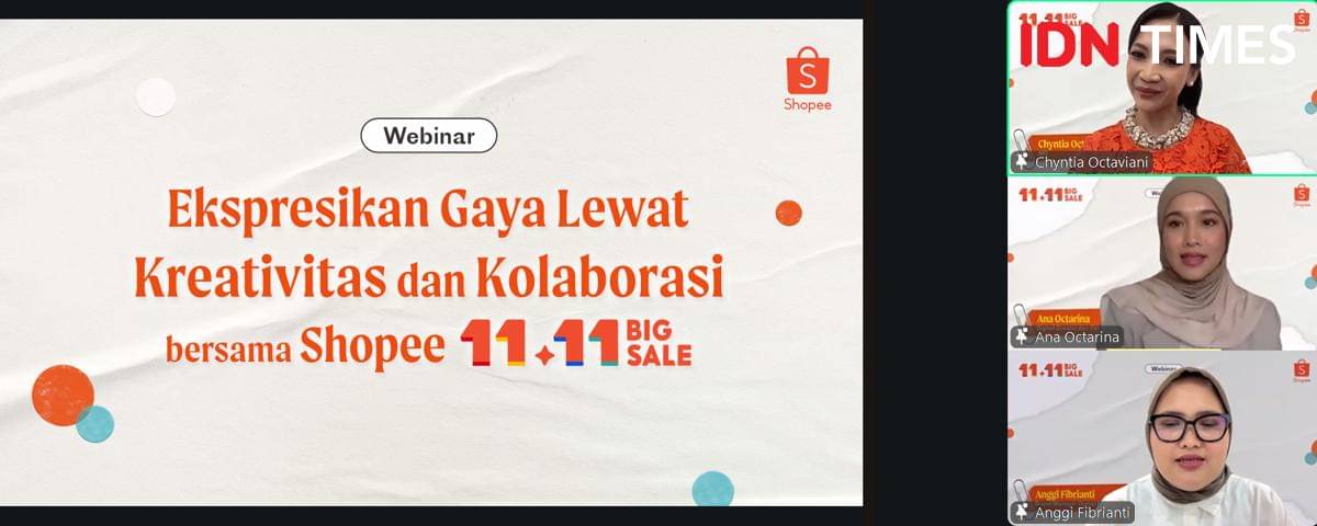 Acara webinar bertajuk “Ekspresikan Gaya Lewat Kreativitas dan Kolaborasi Bersama Shopee 11.11 Big Sale” pada Rabu (5/11/2025) via Zoom Meeting.
