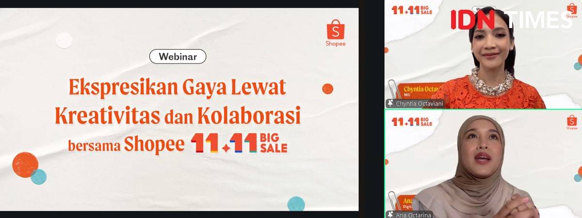 Potret Ana Octarina, Digital Creator dan Co-Founder Leu, dalam acara webinar bertajuk “Ekspresikan Gaya Lewat Kreativitas dan Kolaborasi Bersama Shopee 11.11 Big Sale” pada Rabu (5/11/2025) via Zoom Meeting.