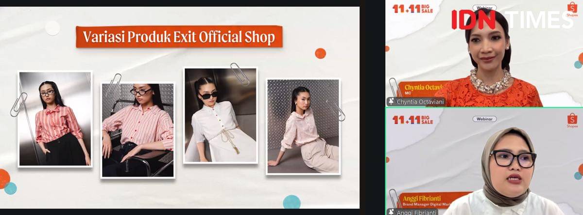 Potret Anggi Febrianti, Brand Manager Digital Marketing Exit, dalam acara webinar bertajuk “Ekspresikan Gaya Lewat Kreativitas dan Kolaborasi Bersama Shopee 11.11 Big Sale” pada Rabu (5/11/2025) via Zoom Meeting.