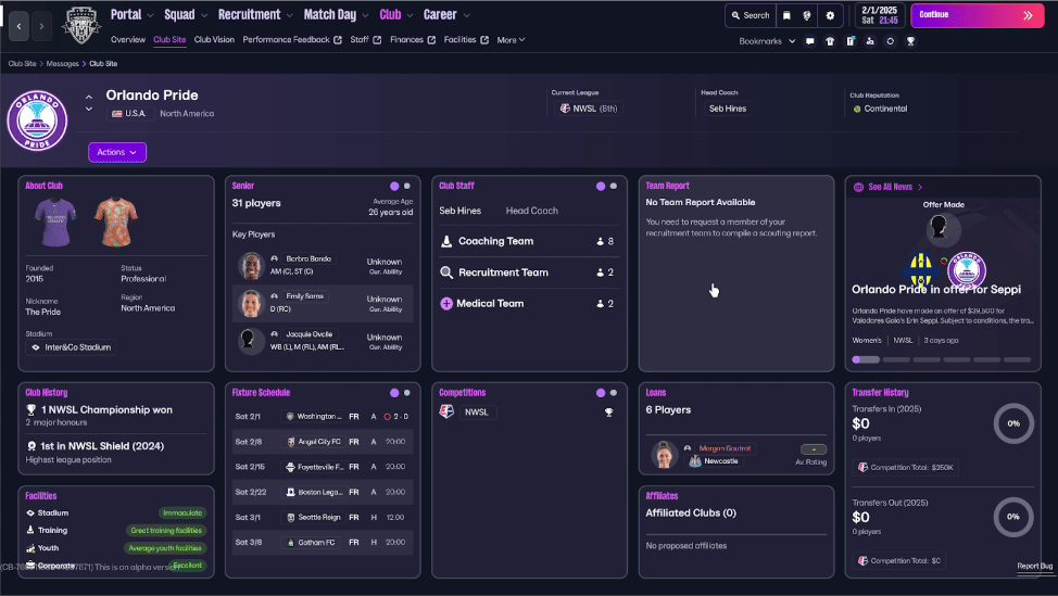 Screenshot Football Manager 26 (FM26), diambil Estu Putro Wibowo. (Dok. Sports Interactive, SEGA/Football Manager 26)